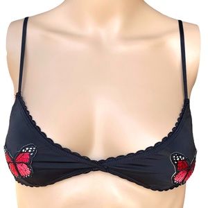 Black & red butterfly stretch small bra